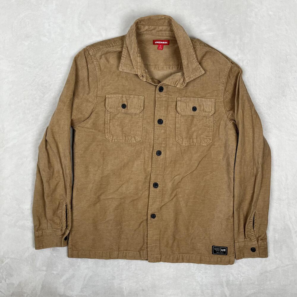 VTG UNION BAY Corduroy Long Sleeve Button Front Shirt Mens Medium Brown Y2K